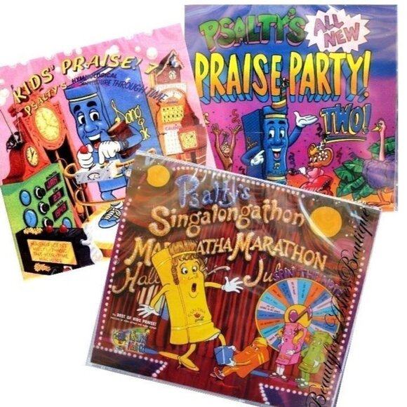 Psalty Kids Praise 7 Singalongathon Marathon Story Party Two! 3 CD Bundle